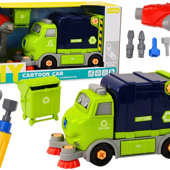 Crtani Kamion Za Smeće Koji Se Okreće I Pomiče, Diy Tamnoplavi 1