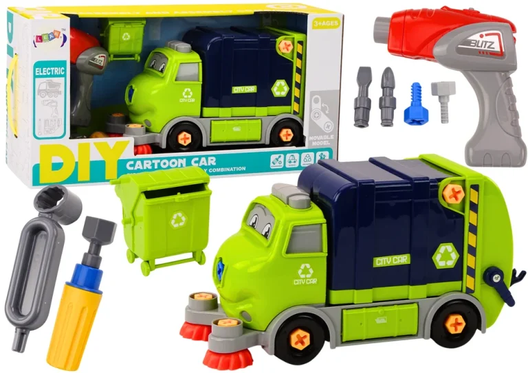 Crtani Kamion Za Smeće Koji Se Okreće I Pomiče, Diy Tamnoplavi 1