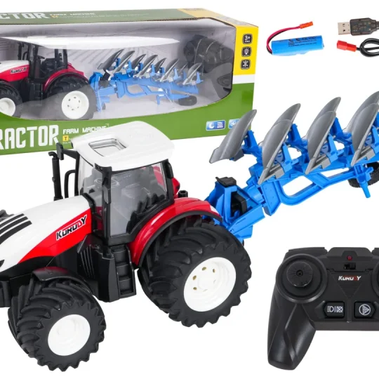 Crveni R/c Traktor S Plugom 1:24 1