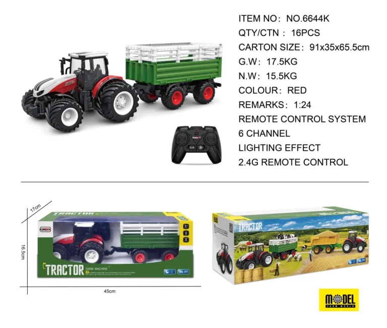 Crveni R/c Traktor S Prikolicom 1:24 1