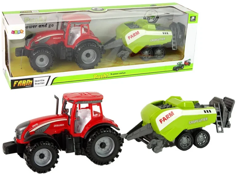 Crveni Poljoprivredni Traktor Sa Zelenim Pogonom Trenja Sijačice 1