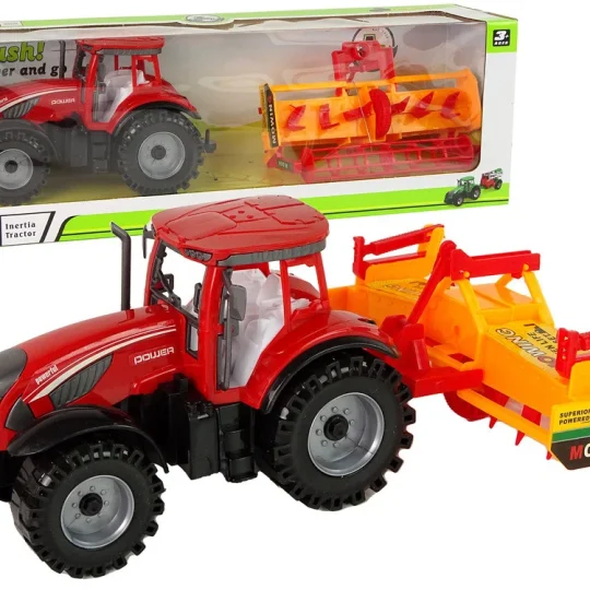 Crveni Traktor S Narančastim Pogonom Kultivatora 1