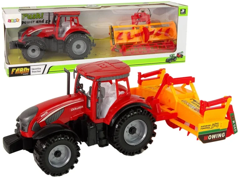 Crveni Traktor S Narančastim Pogonom Kultivatora 1