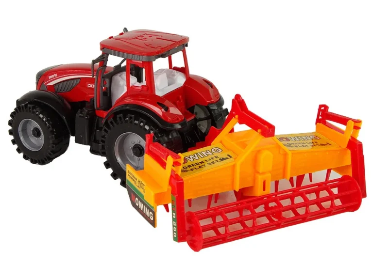 Crveni Traktor S Narančastim Pogonom Kultivatora 3