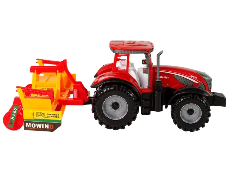 Crveni Traktor S Narančastim Pogonom Kultivatora 6