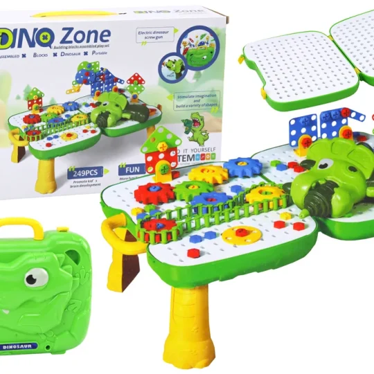 Diy Set Slagalica S Koferom Stolom, Dinosaur, 249 Dijelova, Bijelo Zelena 1
