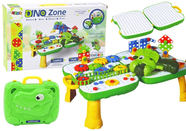 Diy Set Slagalica S Koferom Stolom, Dinosaur, 249 Dijelova, Bijelo Zelena 1