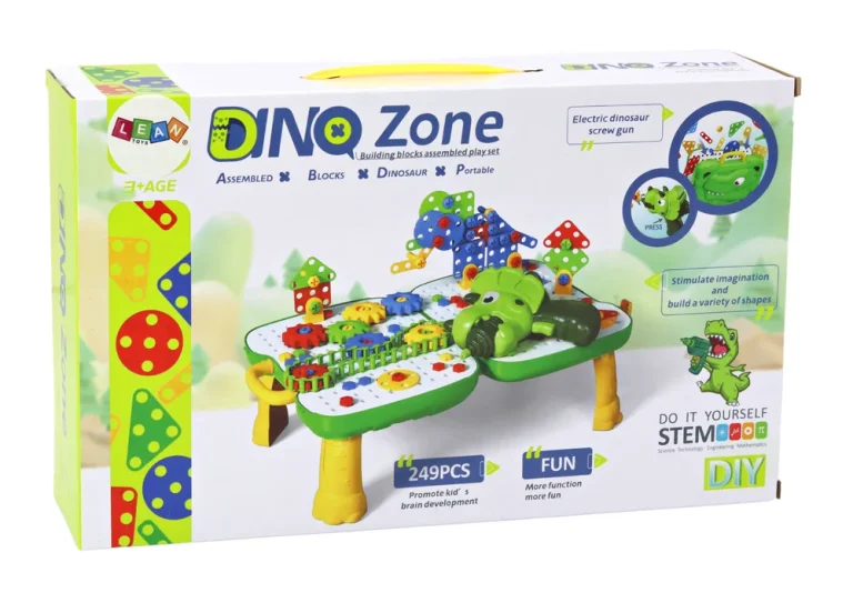 Diy Set Slagalica S Koferom Stolom, Dinosaur, 249 Dijelova, Bijelo Zelena 6