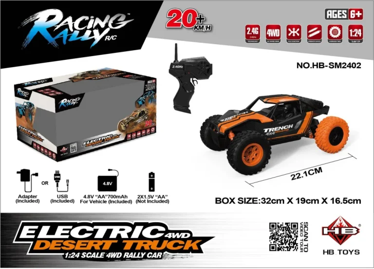 Daljinski Upravljani Pustinjski Kamion Gusjeničar Za Djecu 6+ Model 1:24 + Metalna Karoserija + 4x4 1