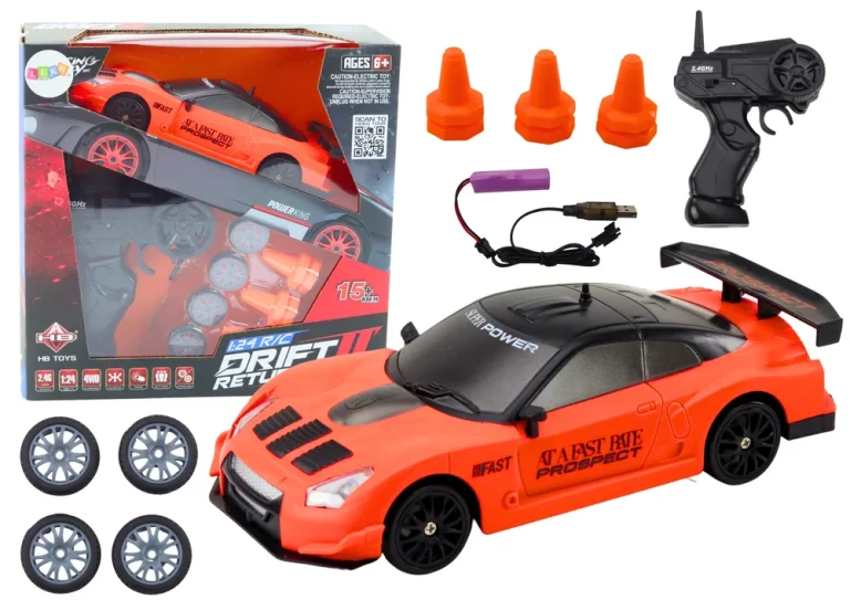 Daljinski Upravljani Sportski Automobil Na Daljinsko Upravljanje 1:24 Narančasti S Izmjenjivim Kotačima 2