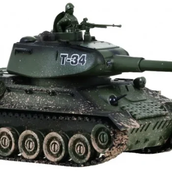 Daljinski Upravljani Tenk T 34 Za Djecu 3+ Model Za Pucanje Kamuflaža 1:28 + Velika Tenkovska Bitka 3