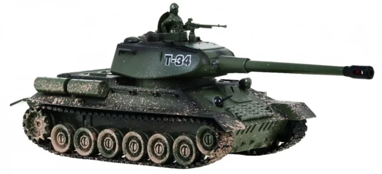 Daljinski Upravljani Tenk T 34 Za Djecu 3+ Model Za Pucanje Kamuflaža 1:28 + Velika Tenkovska Bitka 3