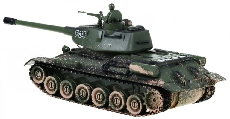 Daljinski Upravljani Tenk T 34 Za Djecu 3+ Model Za Pucanje Kamuflaža 1:28 + Velika Tenkovska Bitka 4