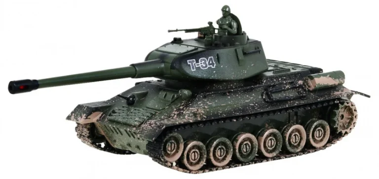 Daljinski Upravljani Tenk T 34 Za Djecu 3+ Model Za Pucanje Kamuflaža 1:28 + Velika Tenkovska Bitka 5
