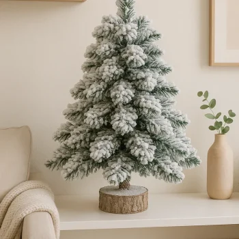 Dekorativno Umjetno Božićno Drvce Na Deblu Prekrivenom Snijegom 60 X 16 Cm 3