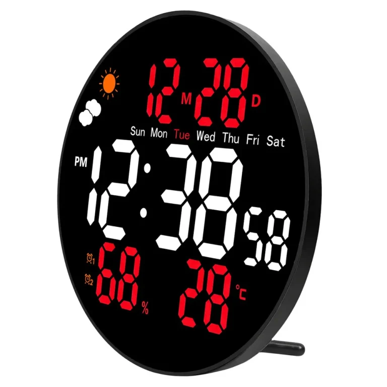Digitalni Led Zidni Sat S Datumom, Temperaturom I Vlažnosti, Alarmom, Daljinskim Upravljačem 25 Cm 5