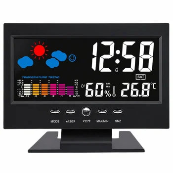 Digitalni Sat S Unutarnjim Termometrom I Higrometrom Led Meteorološka Stanica 2