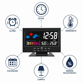 Digitalni Sat S Unutarnjim Termometrom I Higrometrom Led Meteorološka Stanica 3
