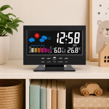 Digitalni Sat S Unutarnjim Termometrom I Higrometrom Led Meteorološka Stanica 4