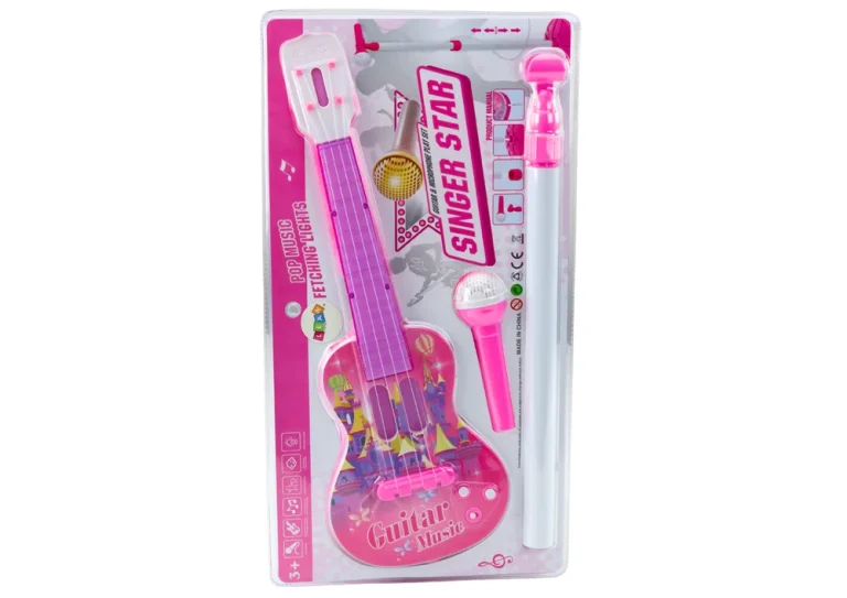 Dječja Električna Gitara S Mikrofonom I Stalkom, Ružičasta 3