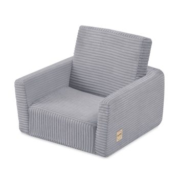 Dječja Fotelja Na Razvlačenje Plush Nest Cubie, Naslonjač, Siva, Vrhunski Kord 6