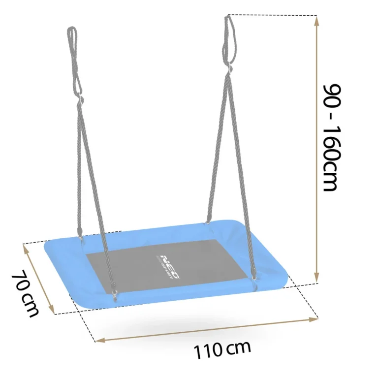Dječja Pravokutna Ljuljačka Neo Sport Swingo Ptičje Gnijezdo 110 × 70 Cm, Siva 6