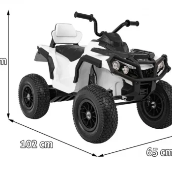 Dječji Atv Air Quad Na Baterije, Bijeli + Gume Na Napuhavanje + Mp3 Radio + Spori Start, Bijela Quad Na Akumulator 2