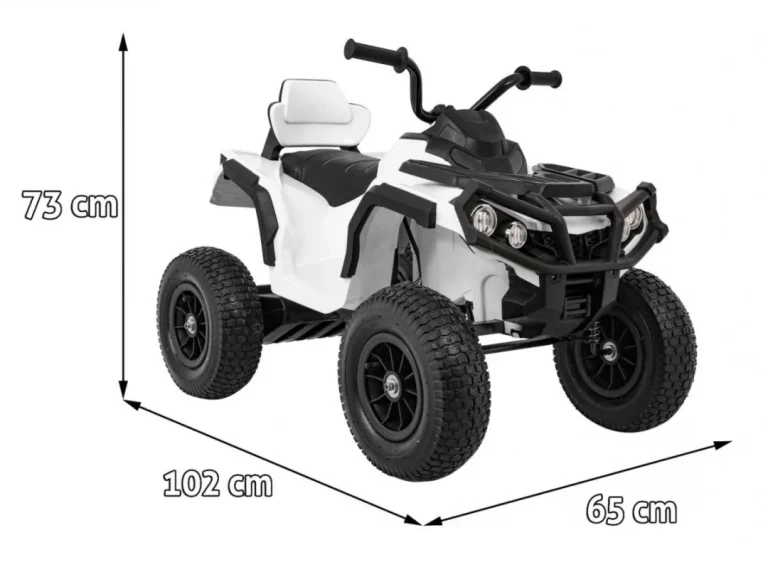 Dječji Atv Air Quad Na Baterije, Bijeli + Gume Na Napuhavanje + Mp3 Radio + Spori Start, Bijela Quad Na Akumulator 2