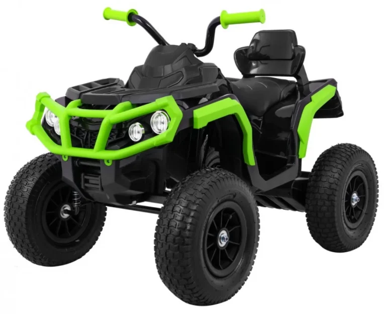 Dječji Atv Air Quad Na Baterije, Crno Zeleni + Gume Na Napuhavanje + Mp3 Radio + Spori Start Quad Na Akumulator 1