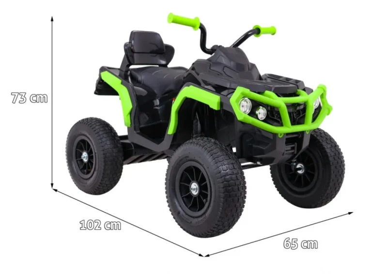 Dječji Atv Air Quad Na Baterije, Crno Zeleni + Gume Na Napuhavanje + Mp3 Radio + Spori Start Quad Na Akumulator 2