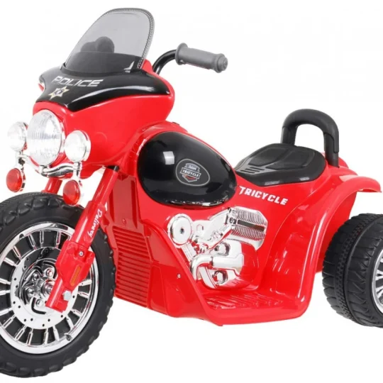 Dječji Chopper Motocikl Na Baterije, Crveni + 3 Kotača + Zvukovi + Led Svjetla, Crvena Motor Na Akumulator 1