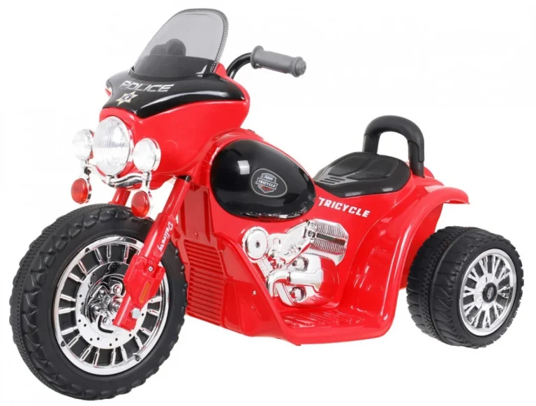 Dječji Chopper Motocikl Na Baterije, Crveni + 3 Kotača + Zvukovi + Led Svjetla, Crvena Motor Na Akumulator 1