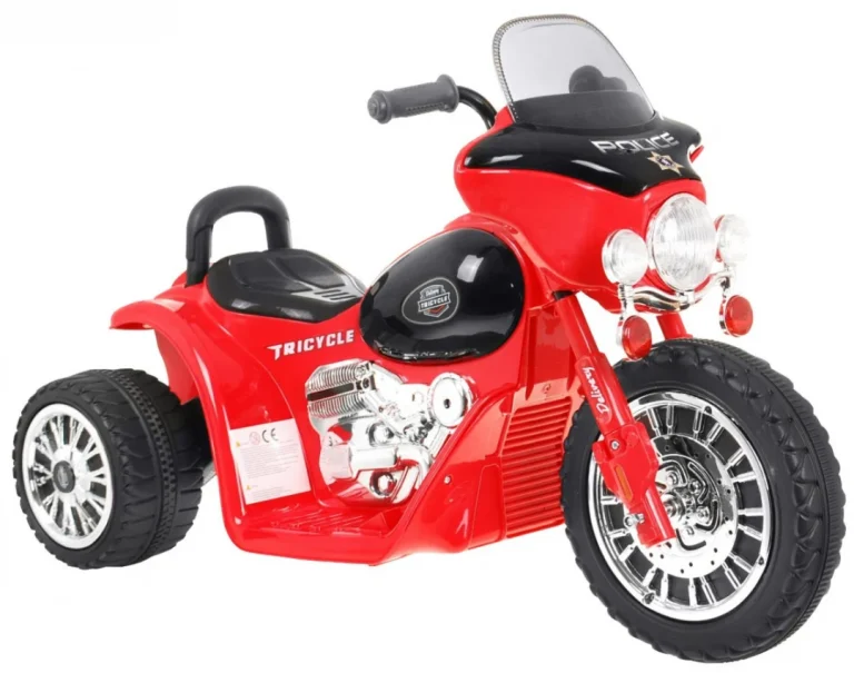 Dječji Chopper Motocikl Na Baterije, Crveni + 3 Kotača + Zvukovi + Led Svjetla, Crvena Motor Na Akumulator 2