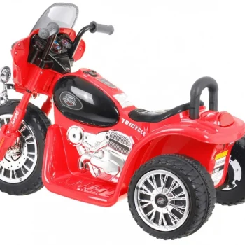 Dječji Chopper Motocikl Na Baterije, Crveni + 3 Kotača + Zvukovi + Led Svjetla, Crvena Motor Na Akumulator 3