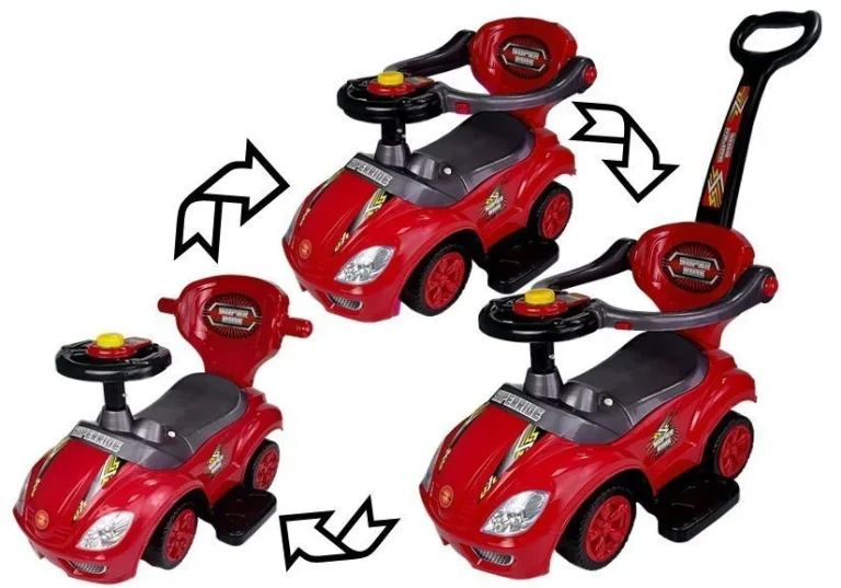Dječji Auto Za Guranje S Ručkom Za Roditelje Mega Autić 3 U 1 Crveni 2