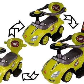 Dječji Auto Za Guranje S Ručkom Za Roditelje Mega Autić 3 U 1 žuti 2