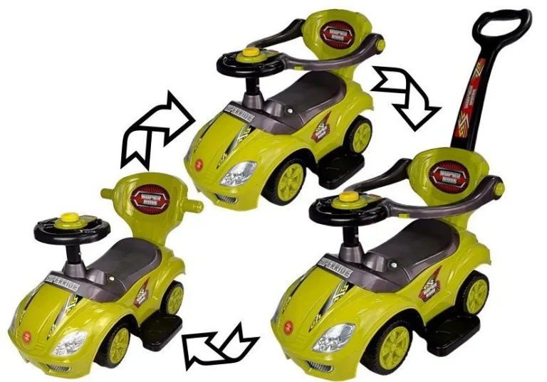 Dječji Auto Za Guranje S Ručkom Za Roditelje Mega Autić 3 U 1 žuti 2