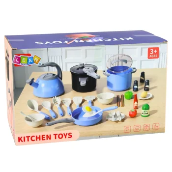 Dječji Kuhinjski Set S Loncima I Tavom, Plava Boja, 32 Komada 4