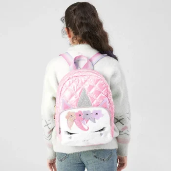 Dječji Prošiveni školski Ruksak Jednorog žuti 32 Cm 3