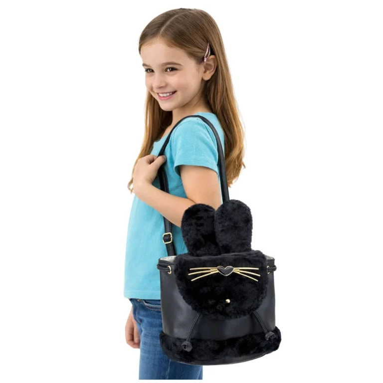 Dječji Ruksak S Plišanim Ušima I Podesivim Remenom, Crni, 22 Cm, 4 L 2