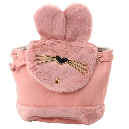 Dječji Ruksak S Plišanim Ušima I Podesivim Remenom, Roza, 22 Cm, 4 L 1