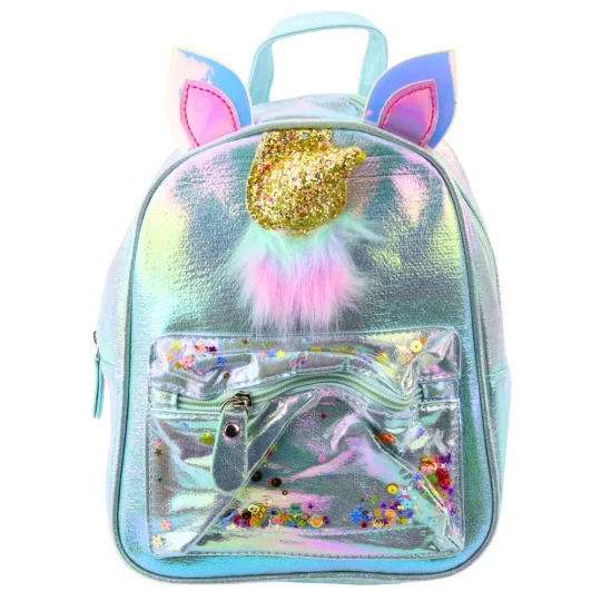 Dječji Ruksak S Rogom Jednoroga I Pokretnim Konfetima Plavi 25 Cm 4,5 L 1