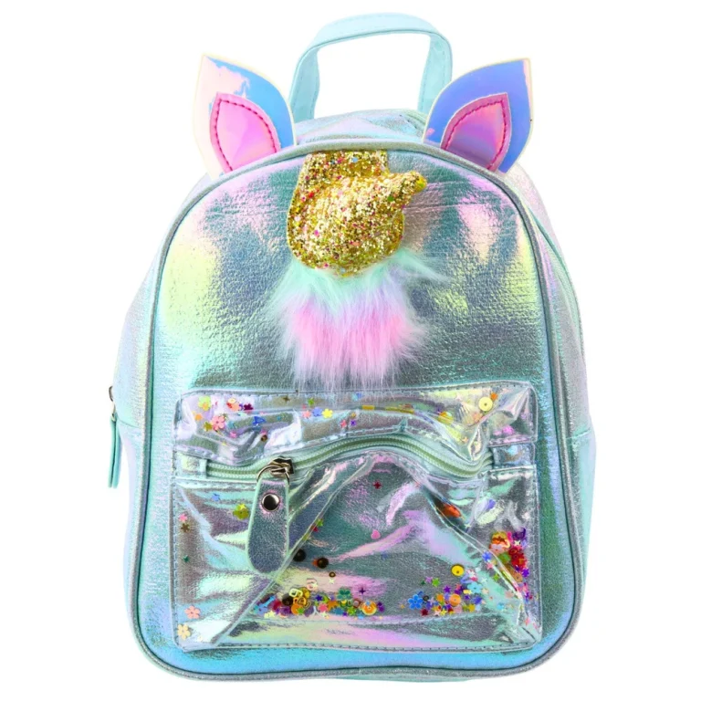 Dječji Ruksak S Rogom Jednoroga I Pokretnim Konfetima Plavi 25 Cm 4,5 L 1