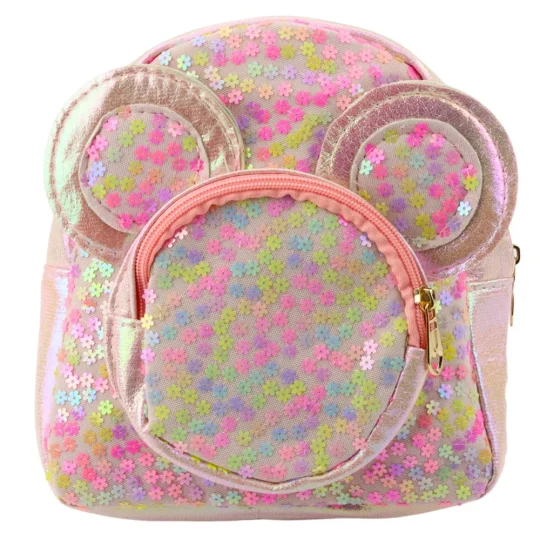 Dječji Ruksak Sa šljokicama I Mišjim Ušima, Ružičasti, 22 Cm, 3 L 1