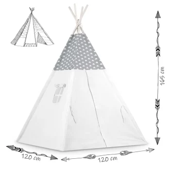 Dječji Teepee šator S Girlandom I Svjetlima Svijetlo Sivi S Oblacima 12