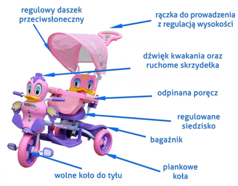 Dječji Tricikl Patkica Ljubičasti 4