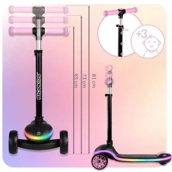 Dječji Trokotačni Led Skuter Ricokids Leddi, Crni I Rozi 11