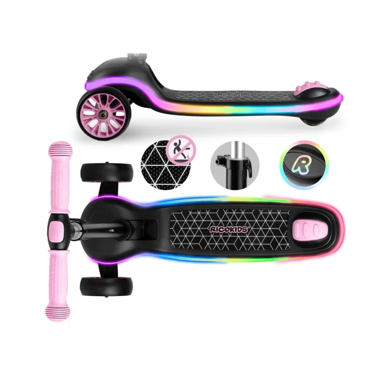 Dječji Trokotačni Led Skuter Ricokids Leddi, Crni I Rozi 4
