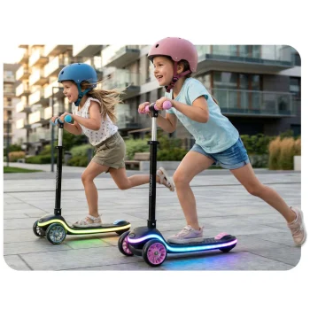 Dječji Trokotačni Led Skuter Ricokids Leddi, Crni I Rozi 5