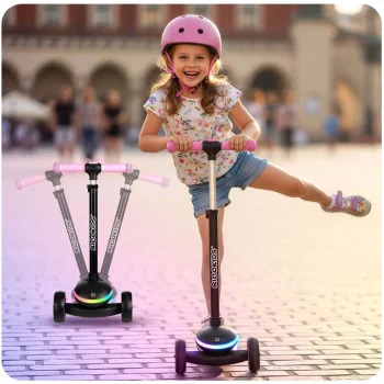 Dječji Trokotačni Led Skuter Ricokids Leddi, Crni I Rozi 9